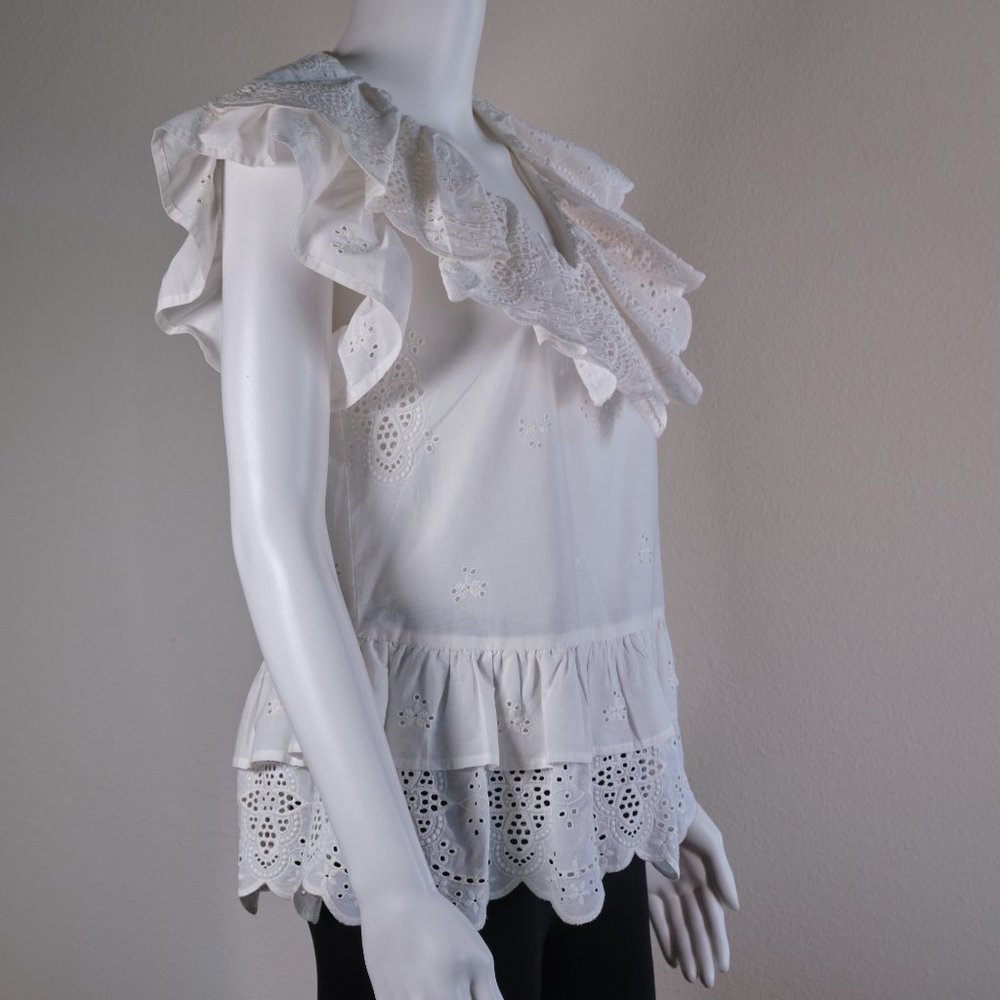 7 FOR ALL MANKIND: RUFFLE EYELET TOP - Picture 4 of 8